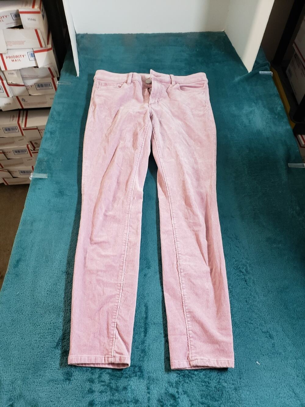 Loft Jeans Size 2 Womens Pink Corduroy Stretch Pant Ladies Mid Rise Curvy Skinny